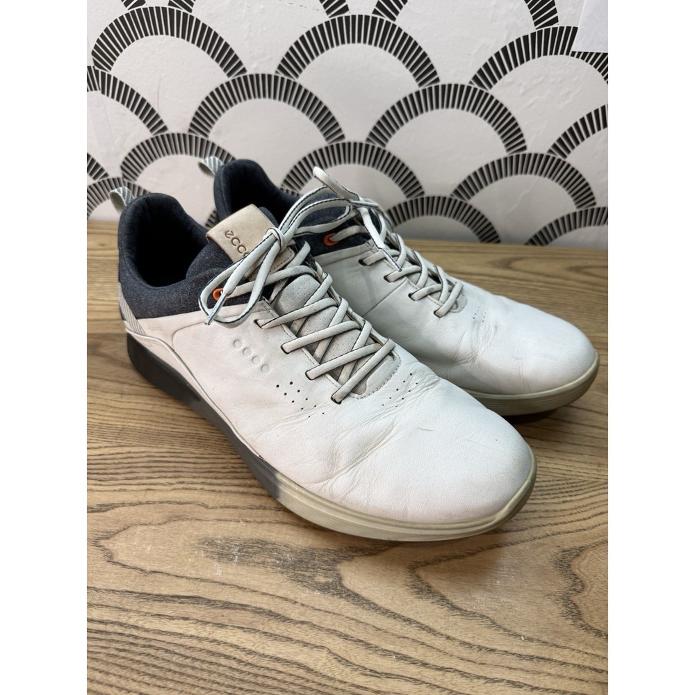 ECCO Mens S-Three Spikeless Gore-Tex Waterproof Golf Shoe White Grey Blue Sz 10